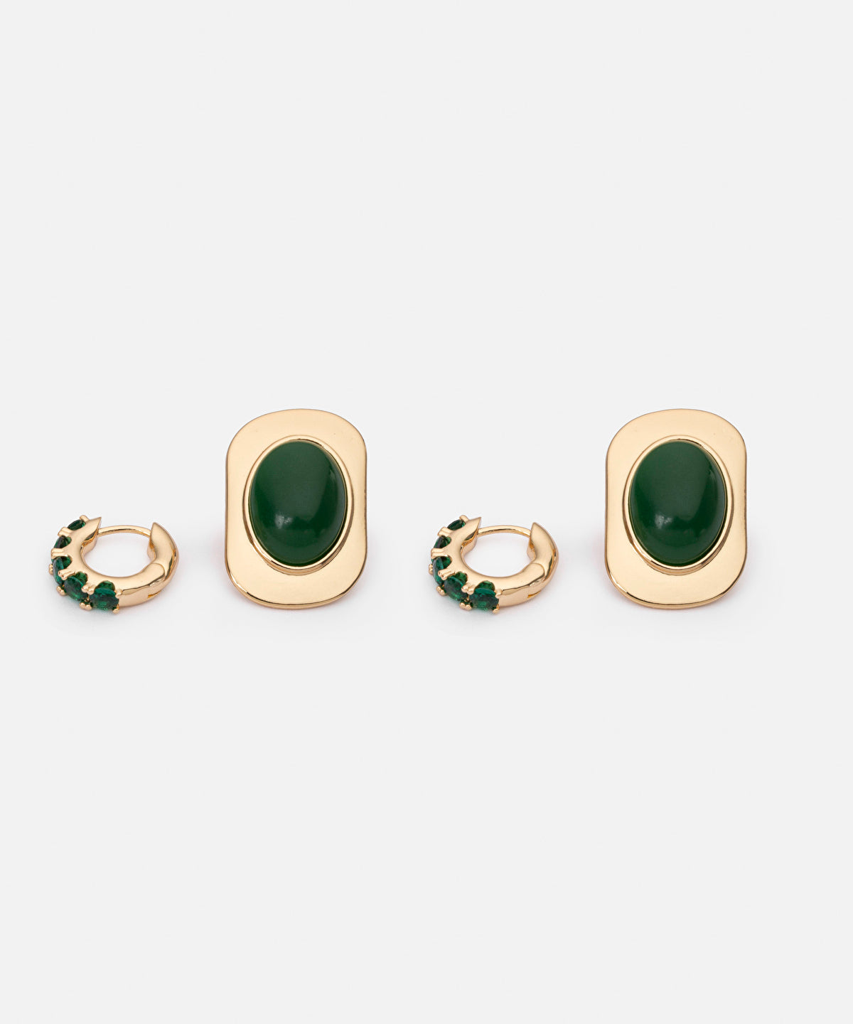 Earrings Set With Contrasting Resin And Glass