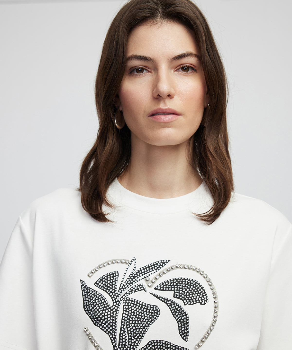 Zoomed T-Shirt With Rhinestones