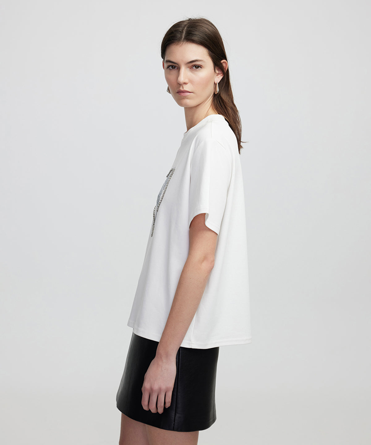 Zoomed T-Shirt With Rhinestones
