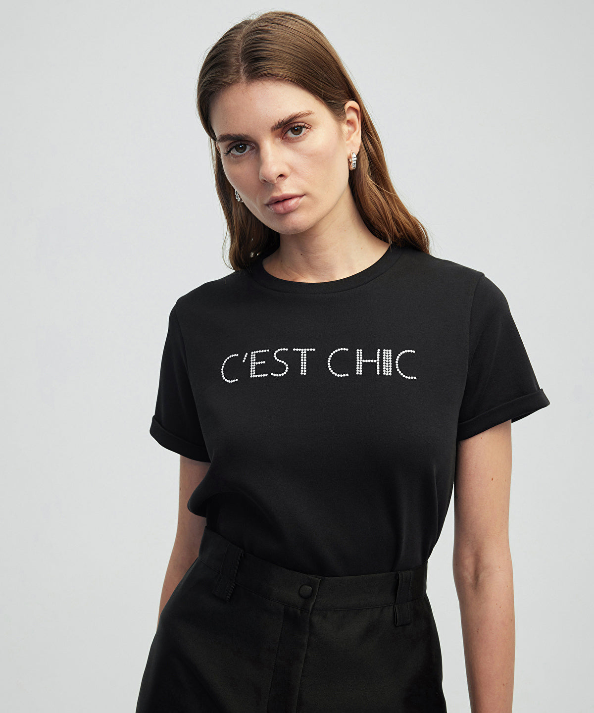 Slogan Embroidered T-Shirt