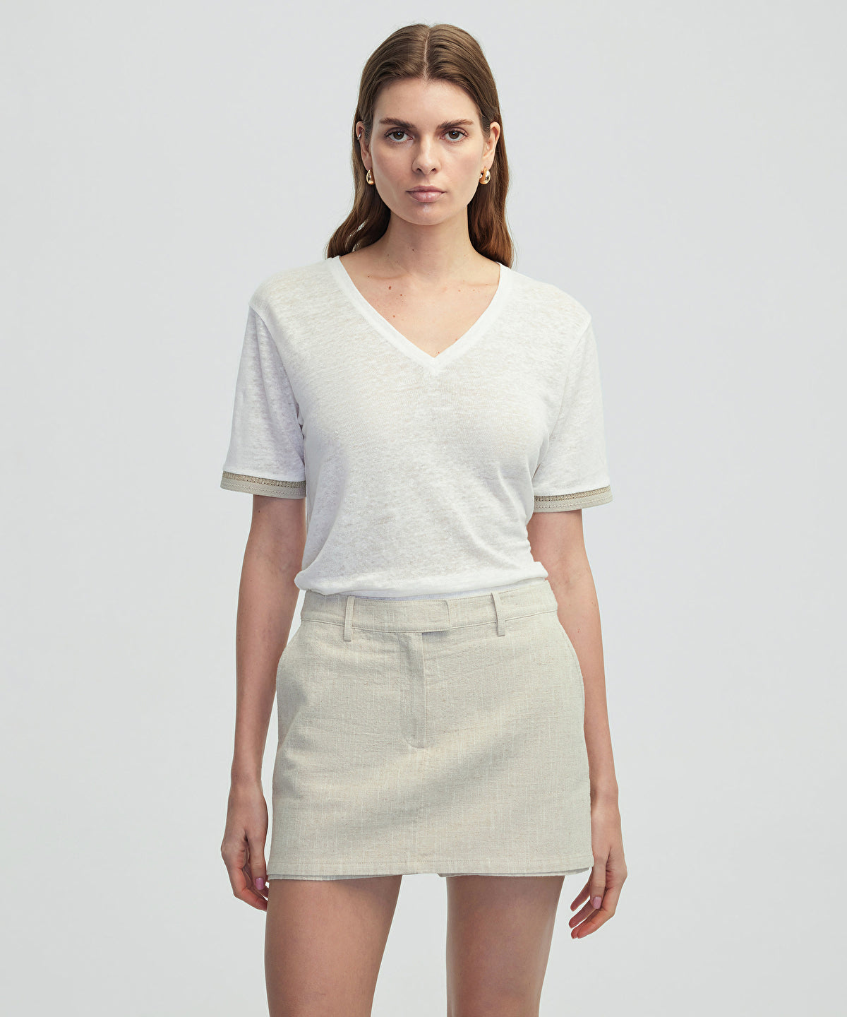 V Neck Linen T-Shirt