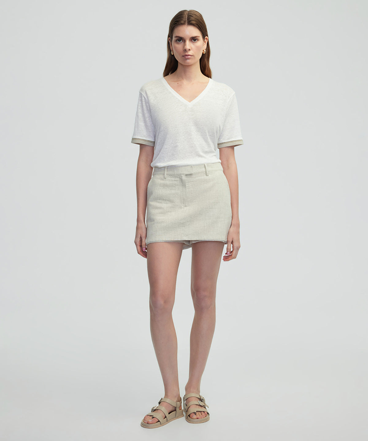 V Neck Linen T-Shirt