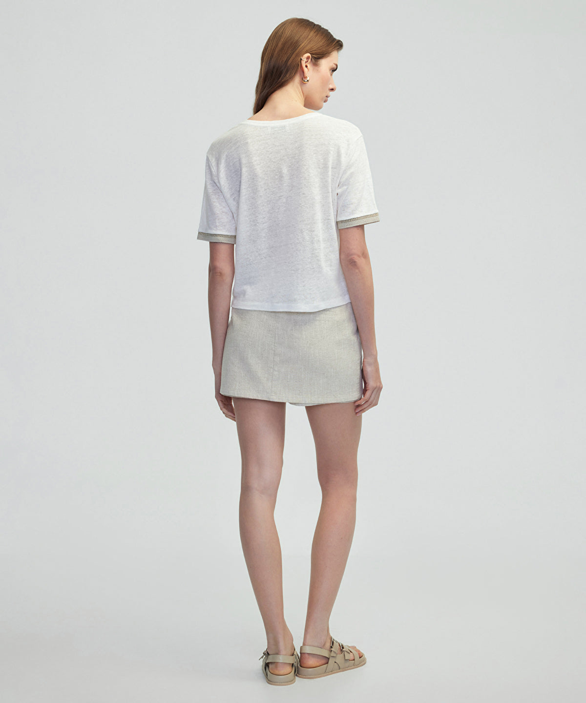V Neck Linen T-Shirt