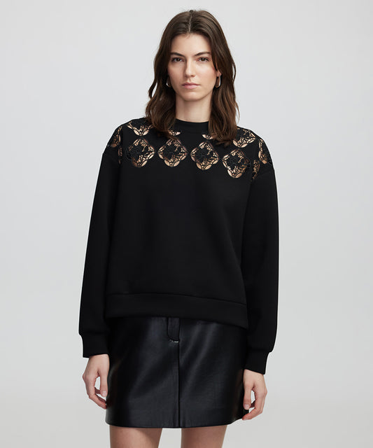 Embroidered Cut-Out Sweatshirt