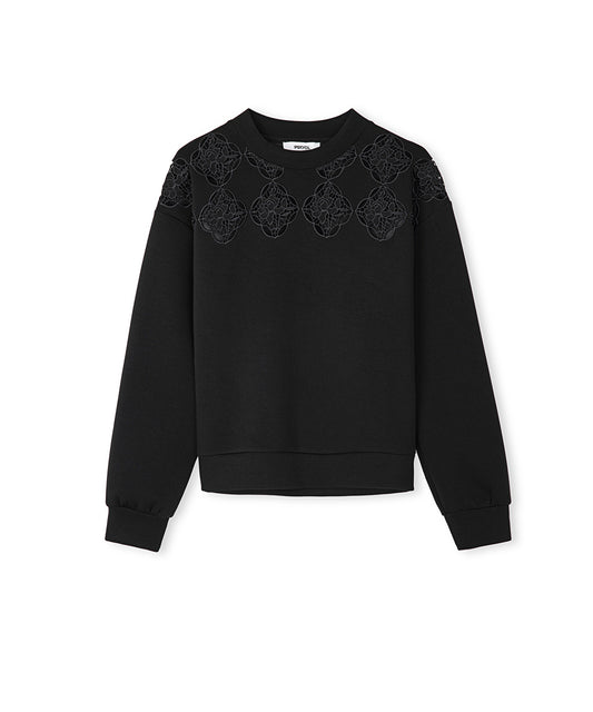 Embroidered Cut-Out Sweatshirt