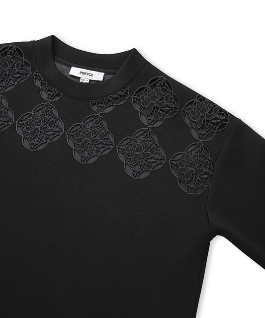 Embroidered Cut-Out Sweatshirt