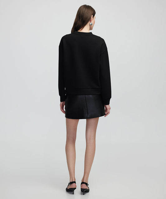 Embroidered Cut-Out Sweatshirt