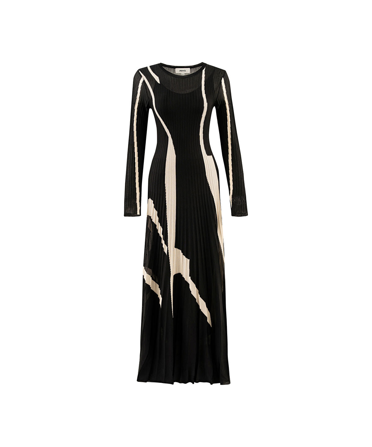 Color-Block Pleated Knit Dress