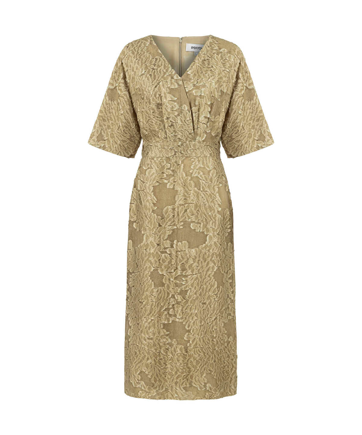 Jacquard V-Neck Midi Dress
