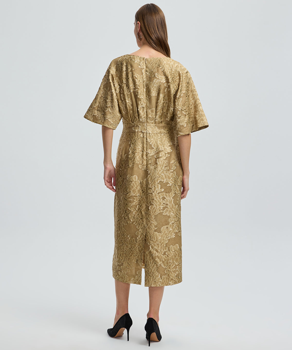 Jacquard V-Neck Midi Dress