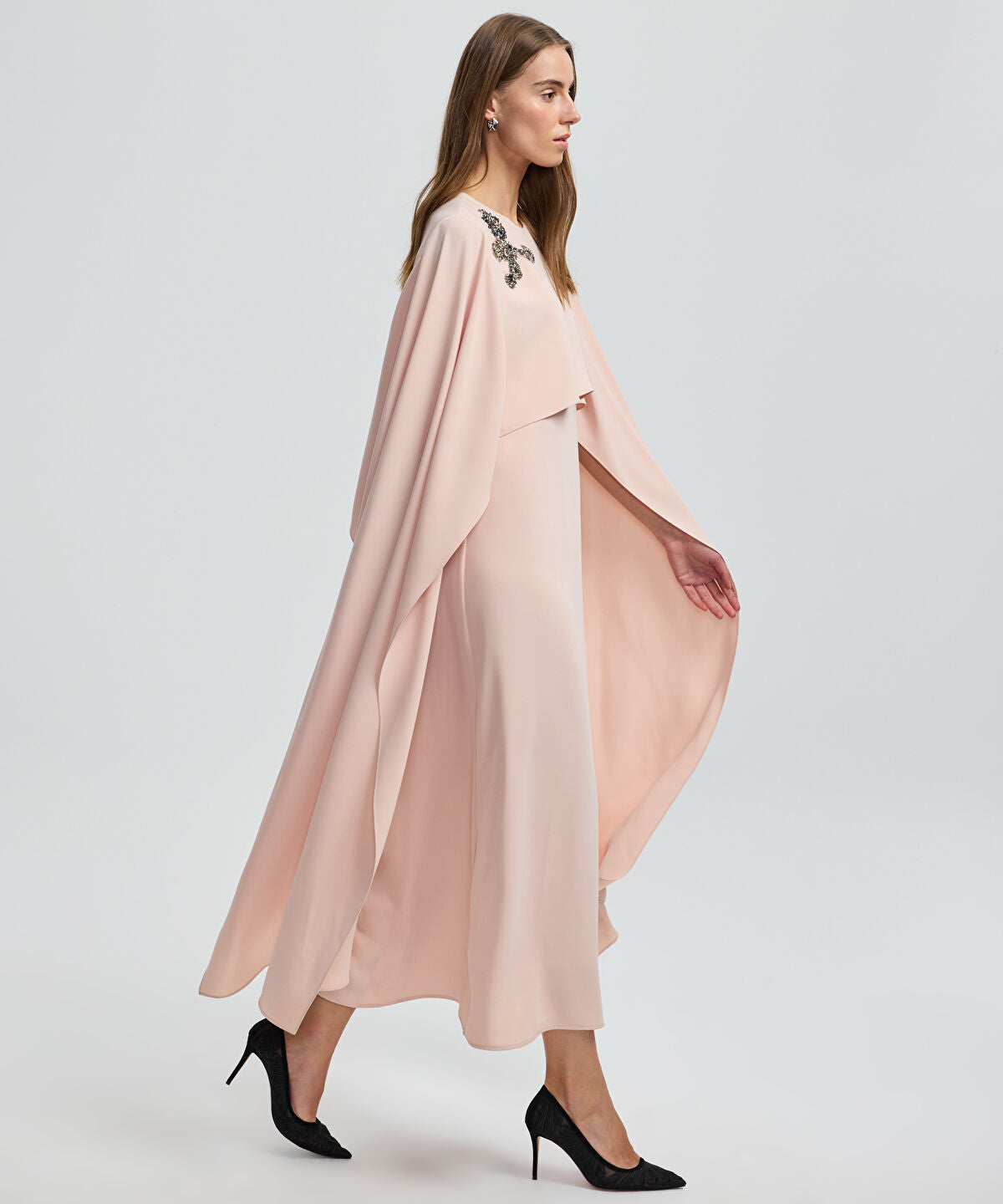 Cape-Effect Layered Dress