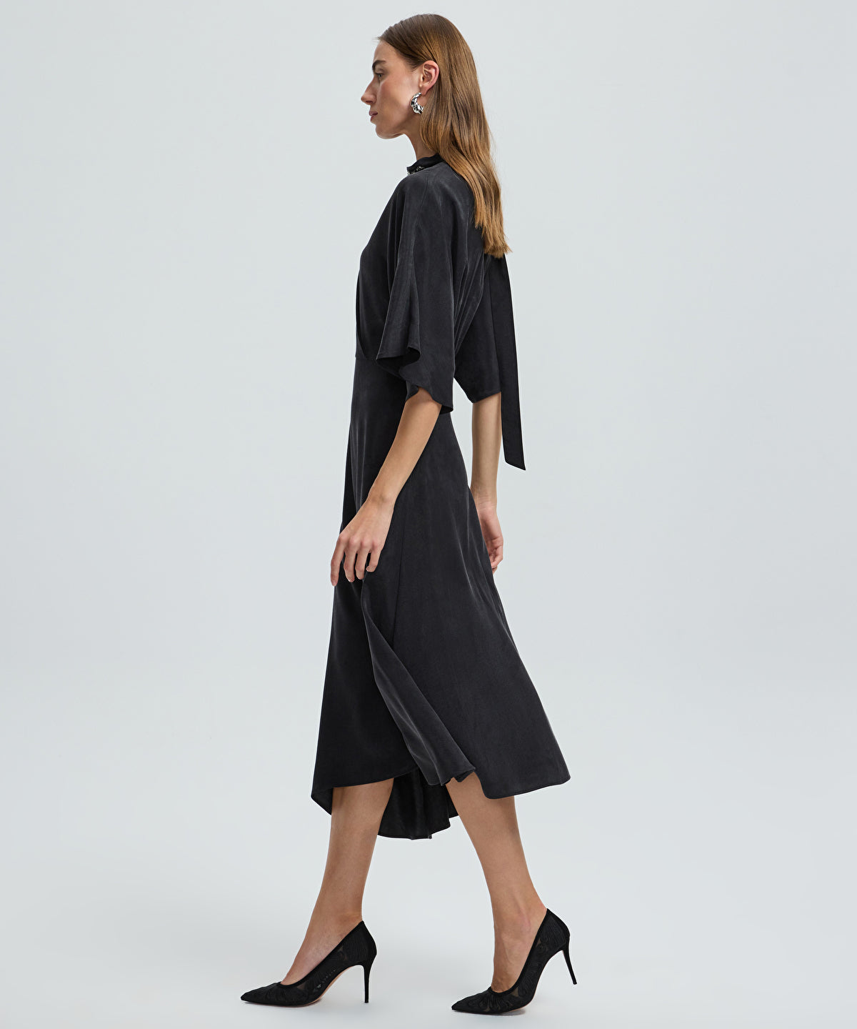 Midi Dress with Embellished Scarf