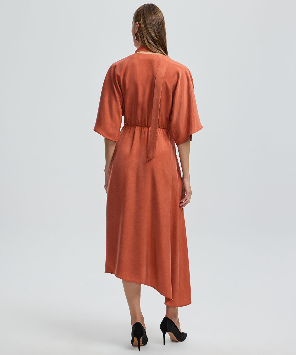 Midi Dress with Embellished Scarf