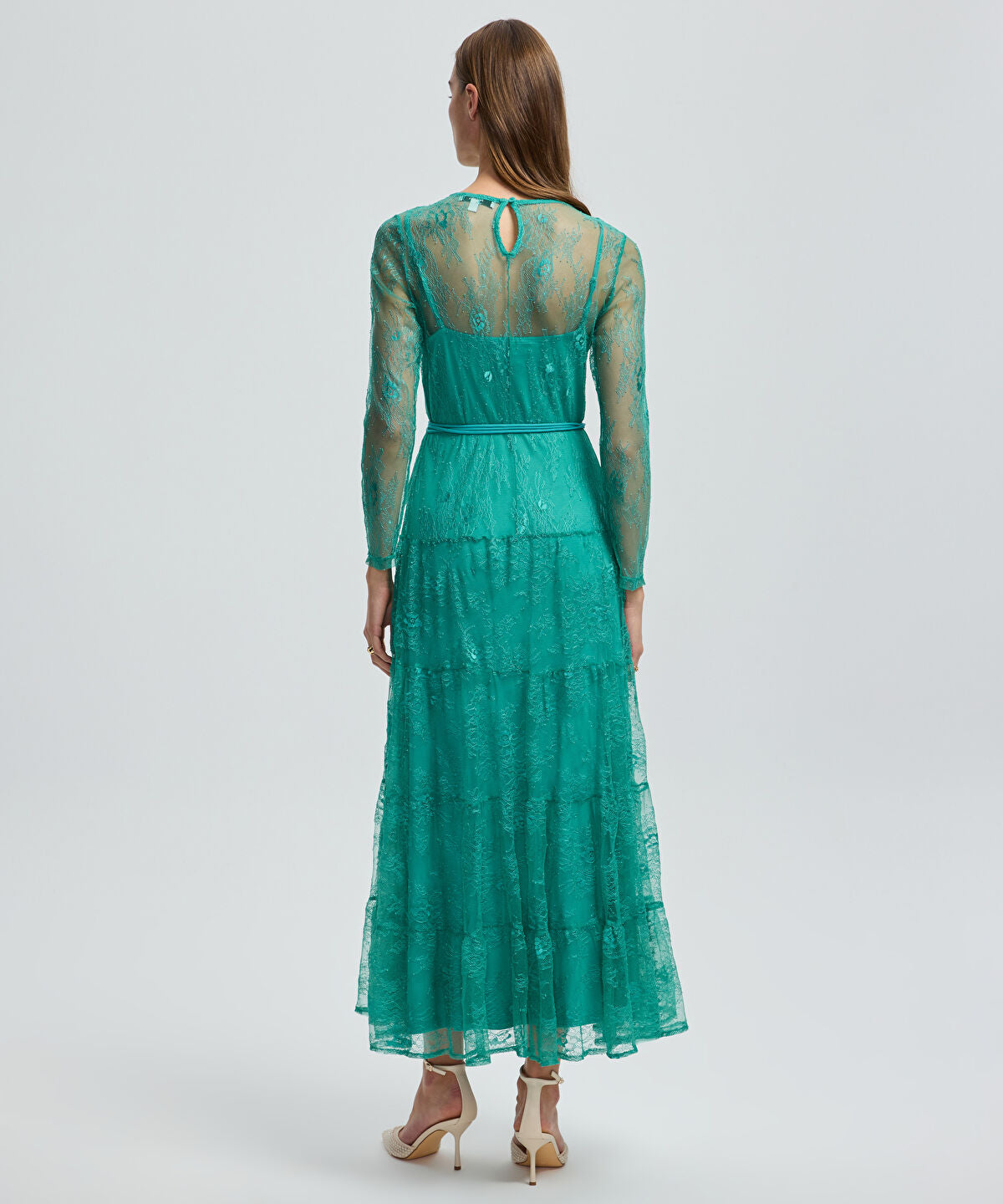 Lace Dress with Tiered Skirt