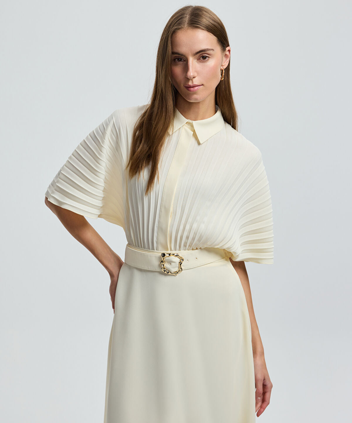 Pleated Midi Dress