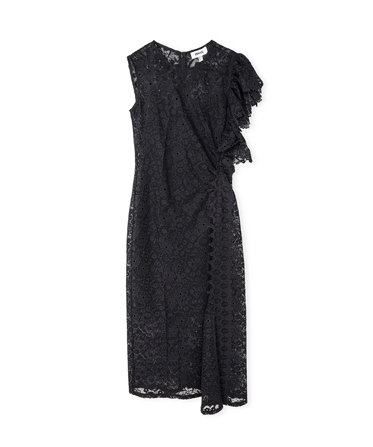 Asymmetric Lace Midi Dress