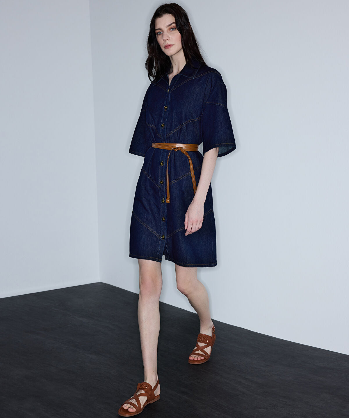 Belted Denim Dress