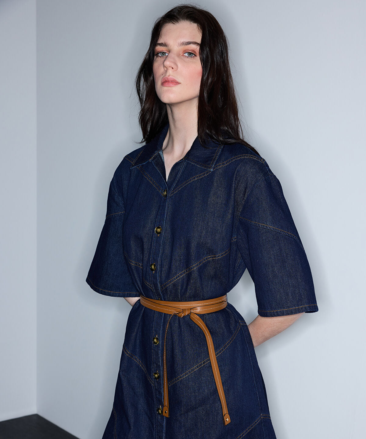 Belted Denim Dress