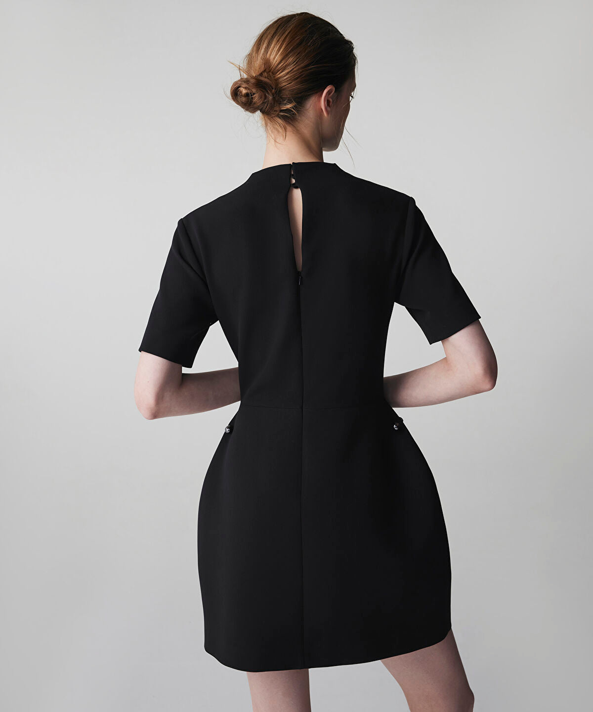 Sculpted Draped Neck Mini Dress