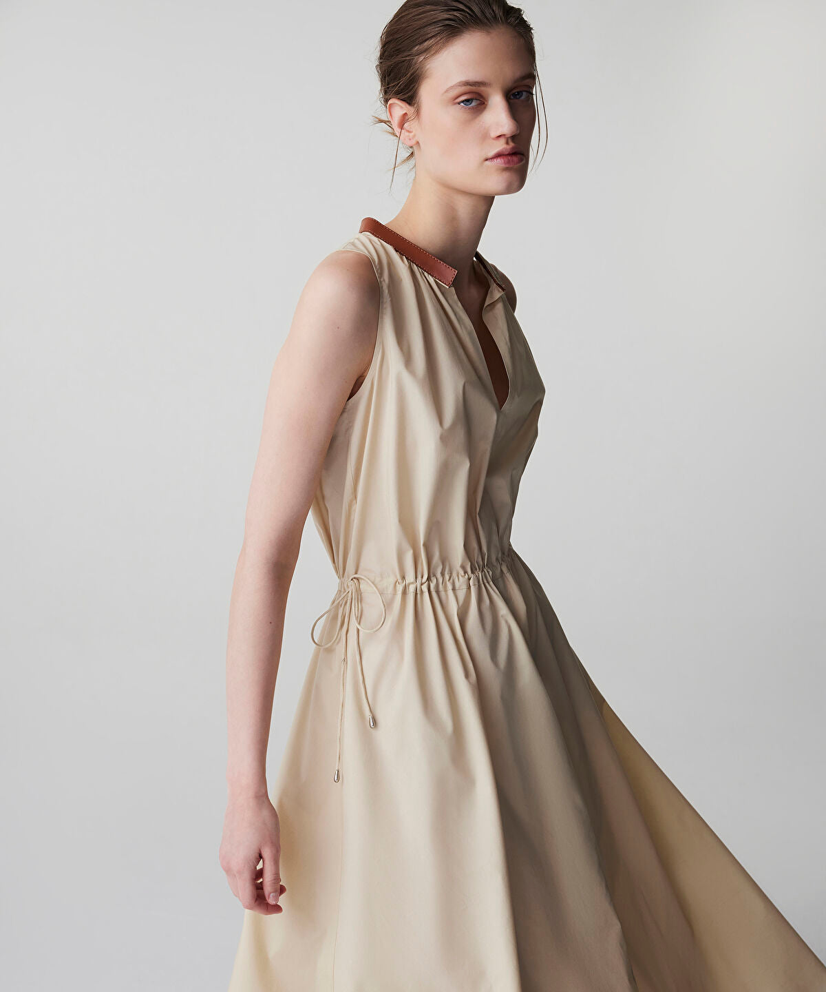 Adjustable Waist Poplin Dress