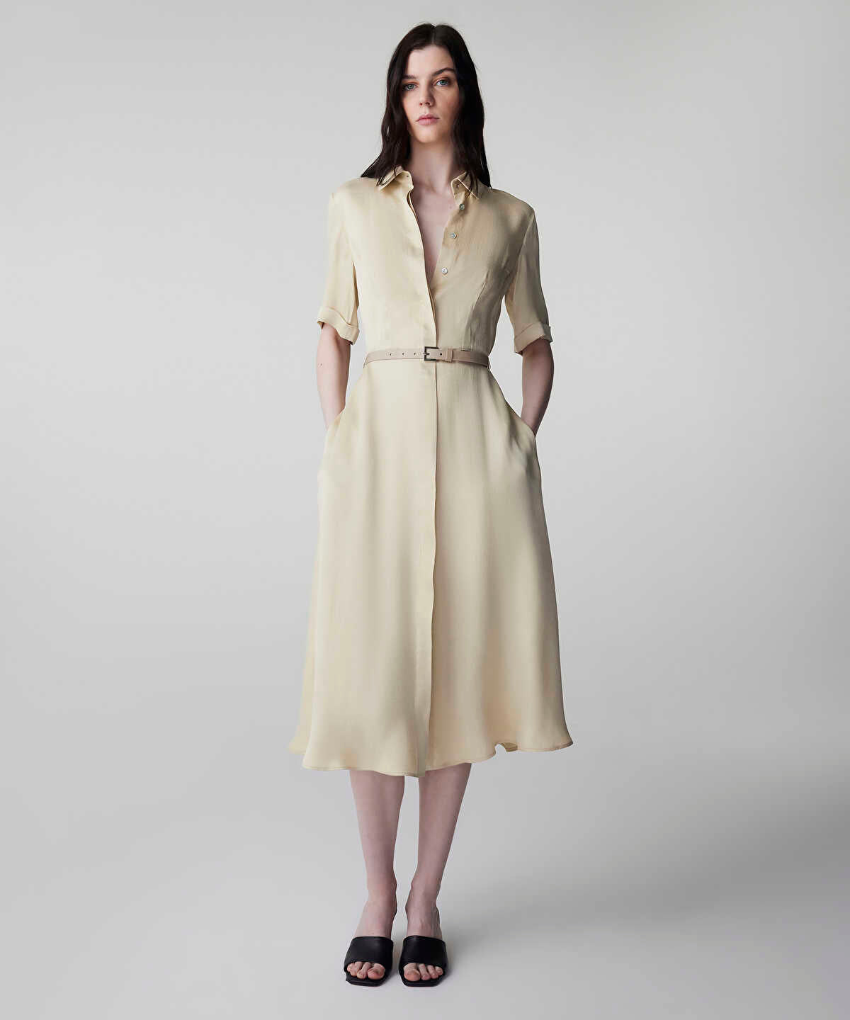 Belted Cupro Dress