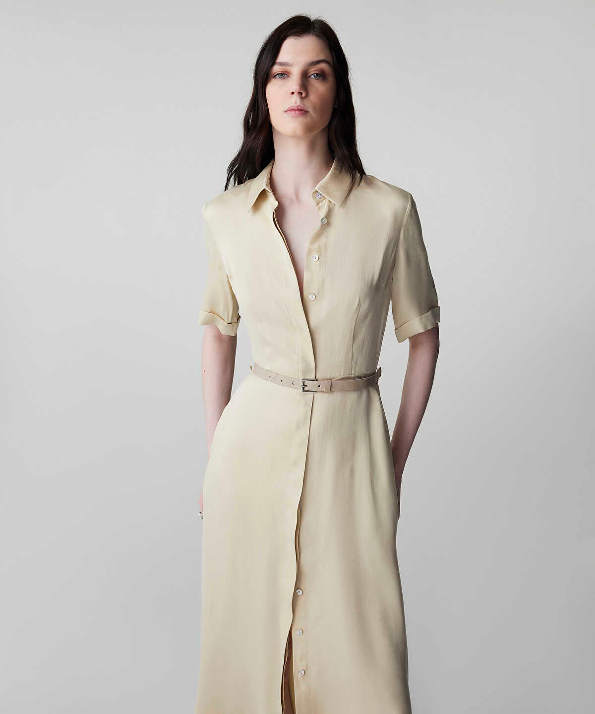 Belted Cupro Dress
