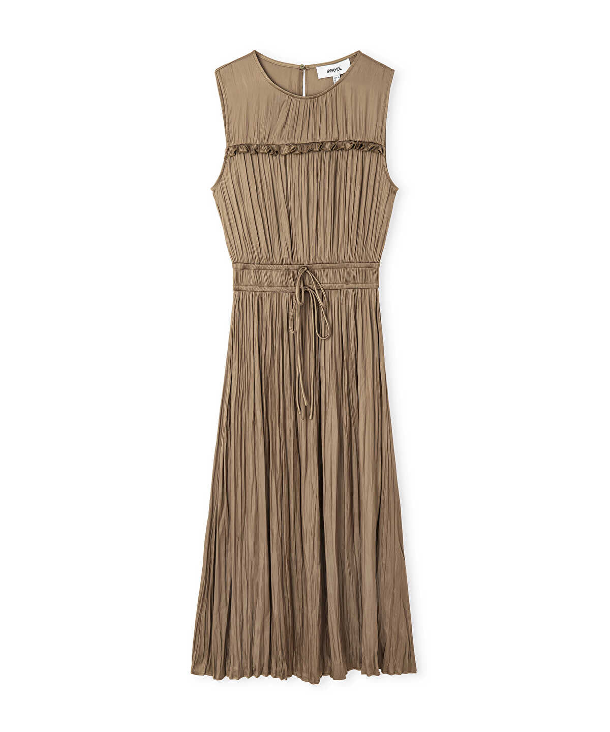 Satin-Effect Pleated Midi Dress