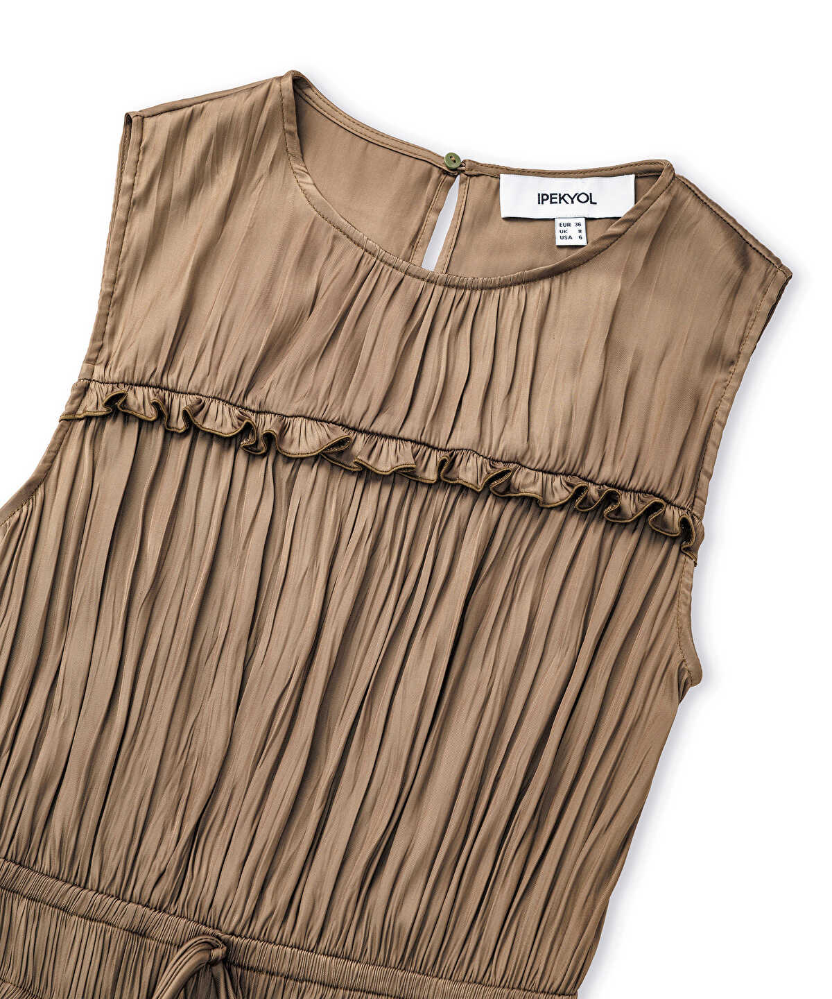 Satin-Effect Pleated Midi Dress