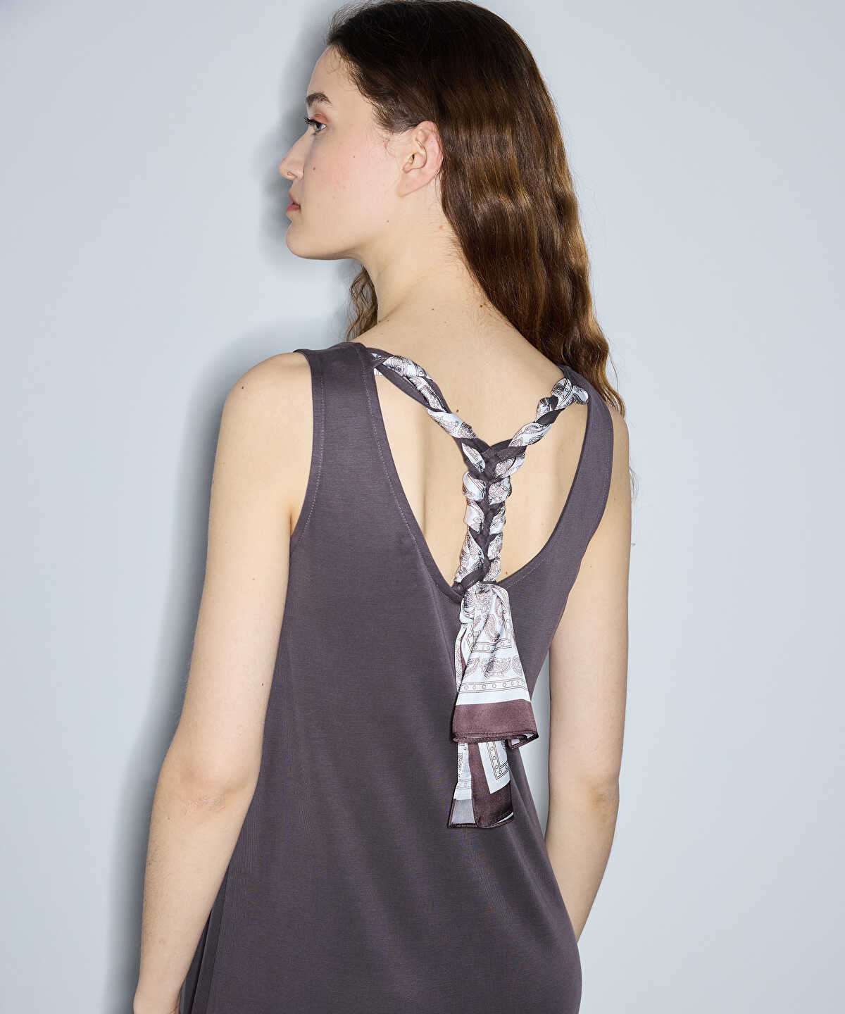 Scarf-Detailed Cupro Dress