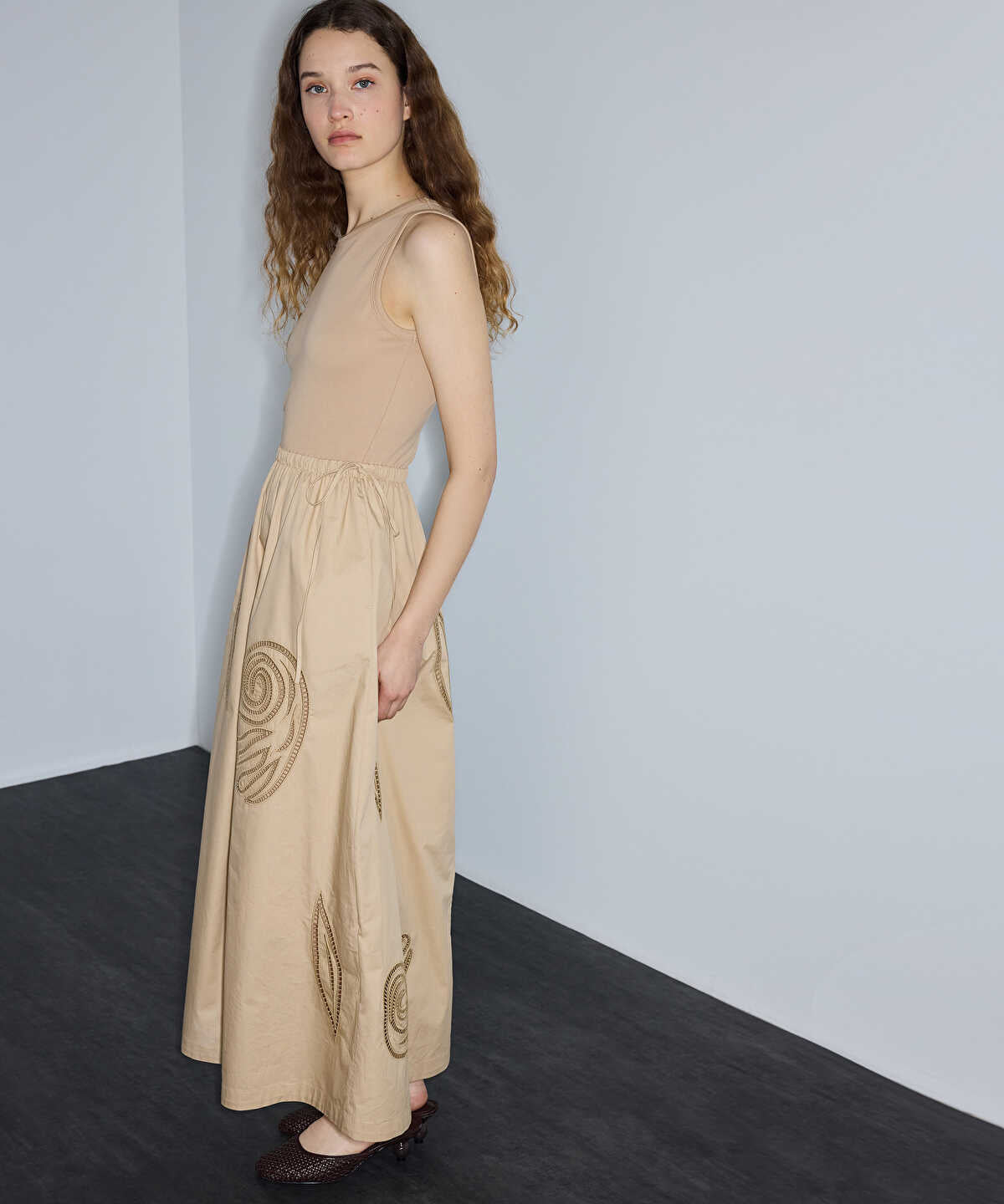 Mixed-Media Embroidered Dress