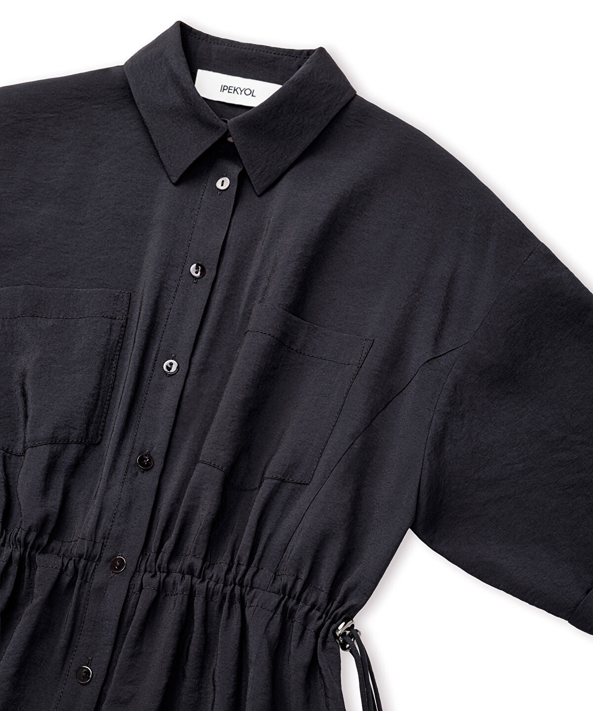 Adjustable Cinch-Waist Shirt Dress