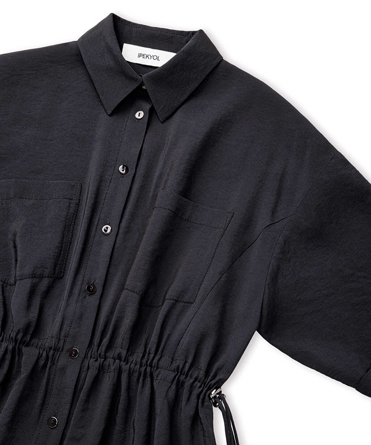 Adjustable Cinch-Waist Shirt Dress