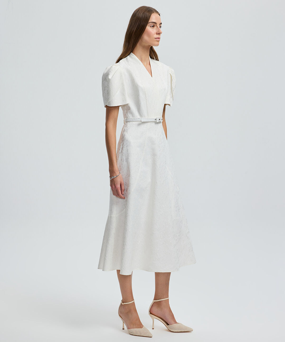 V-Neck Jacquard Dress