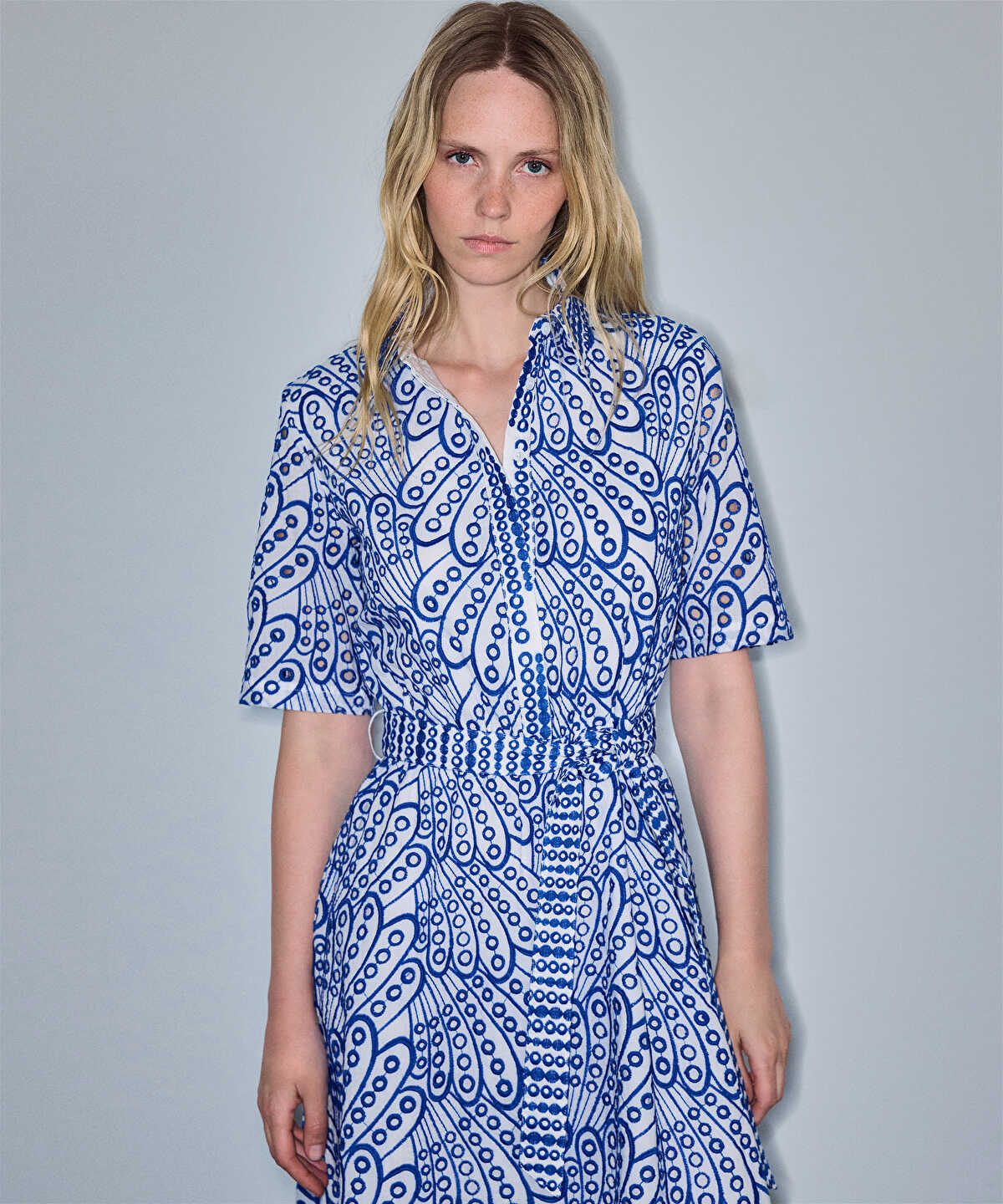 Embroidered Shirt Dress