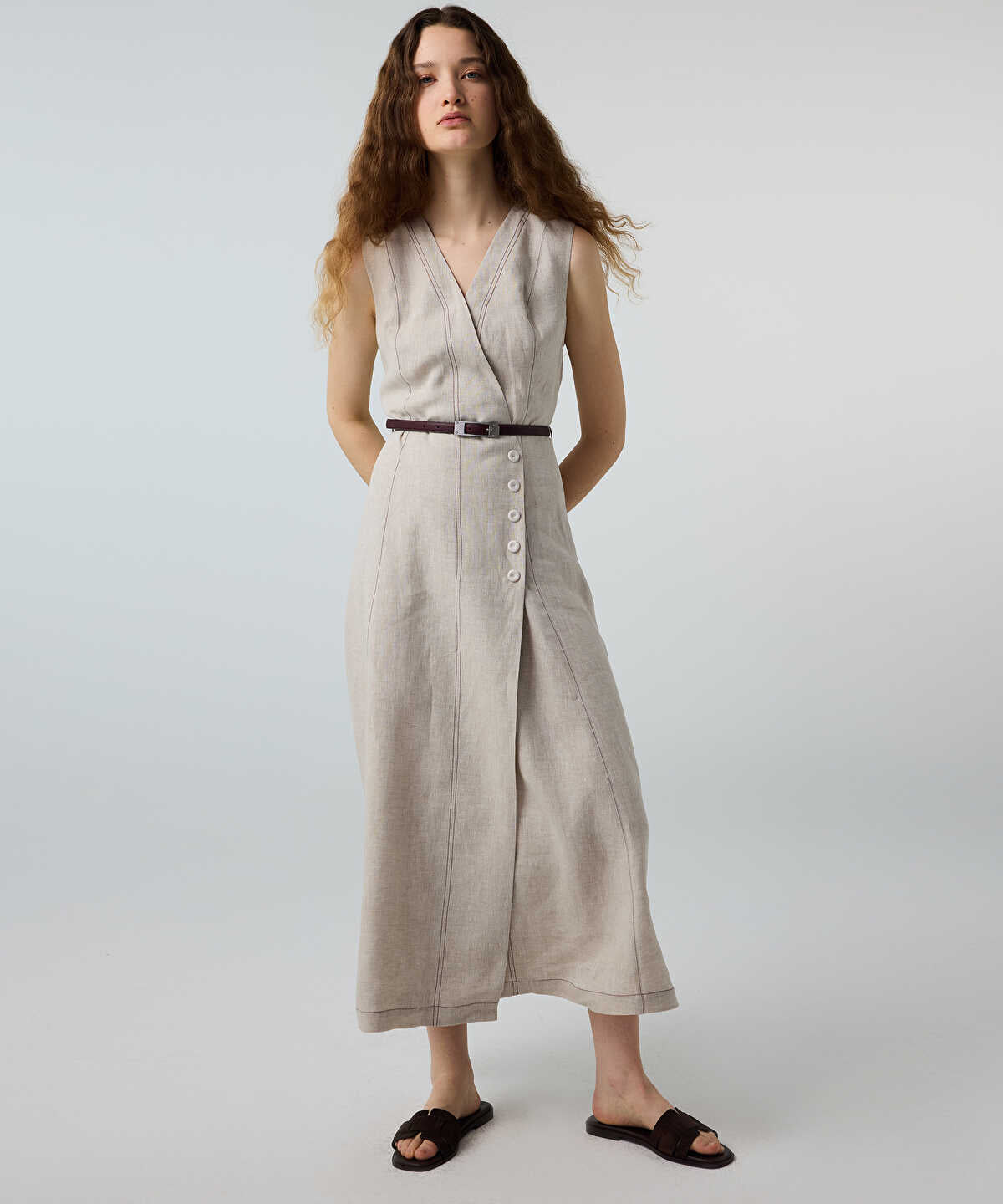 Belted Linen Dress