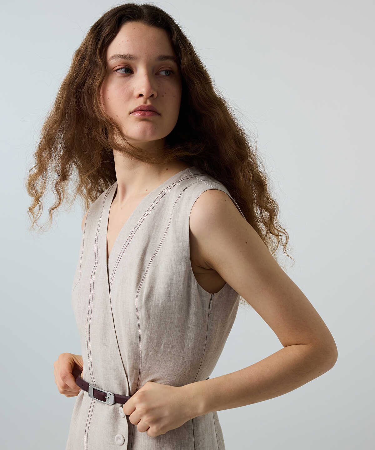 Belted Linen Dress