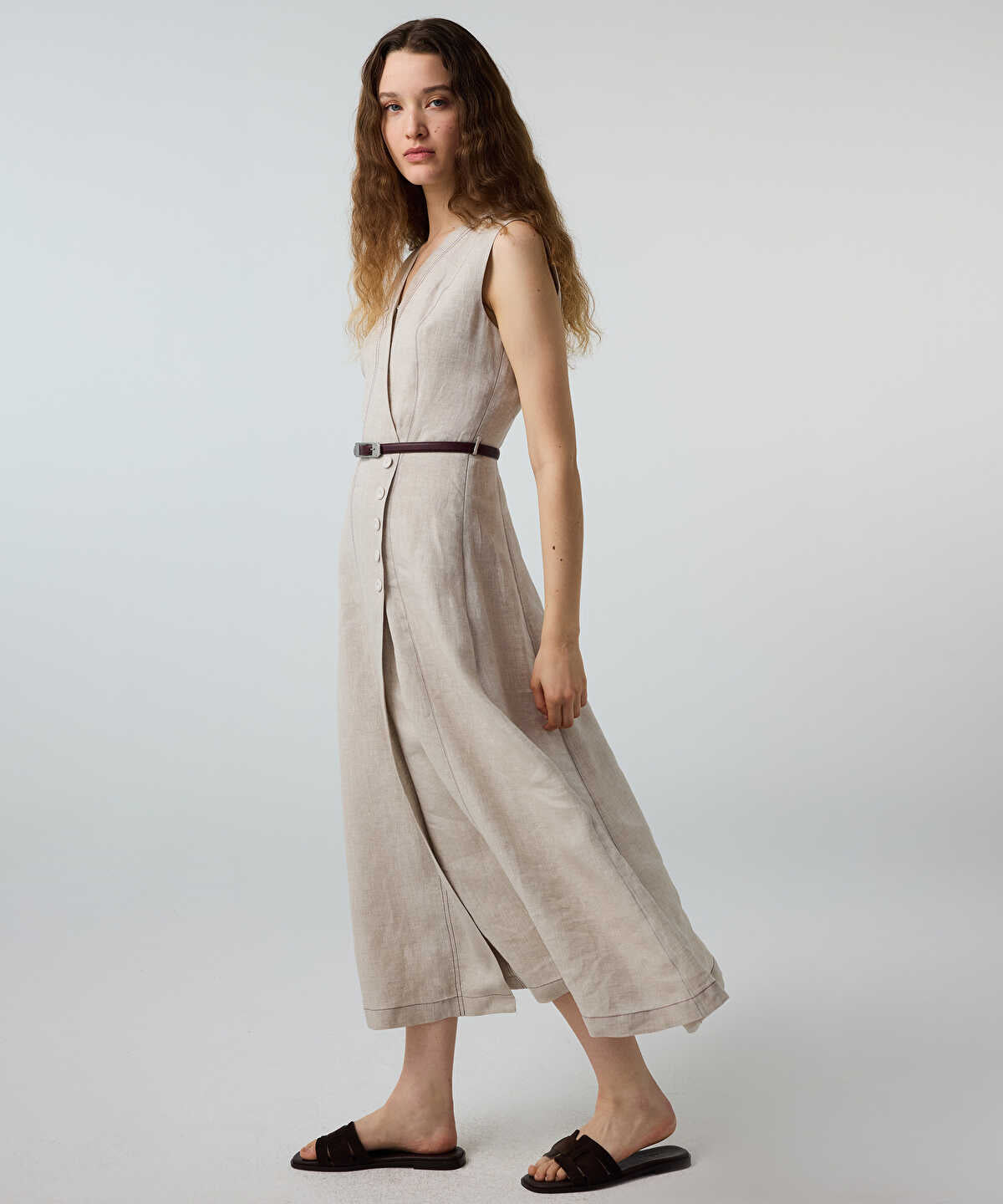 Belted Linen Dress
