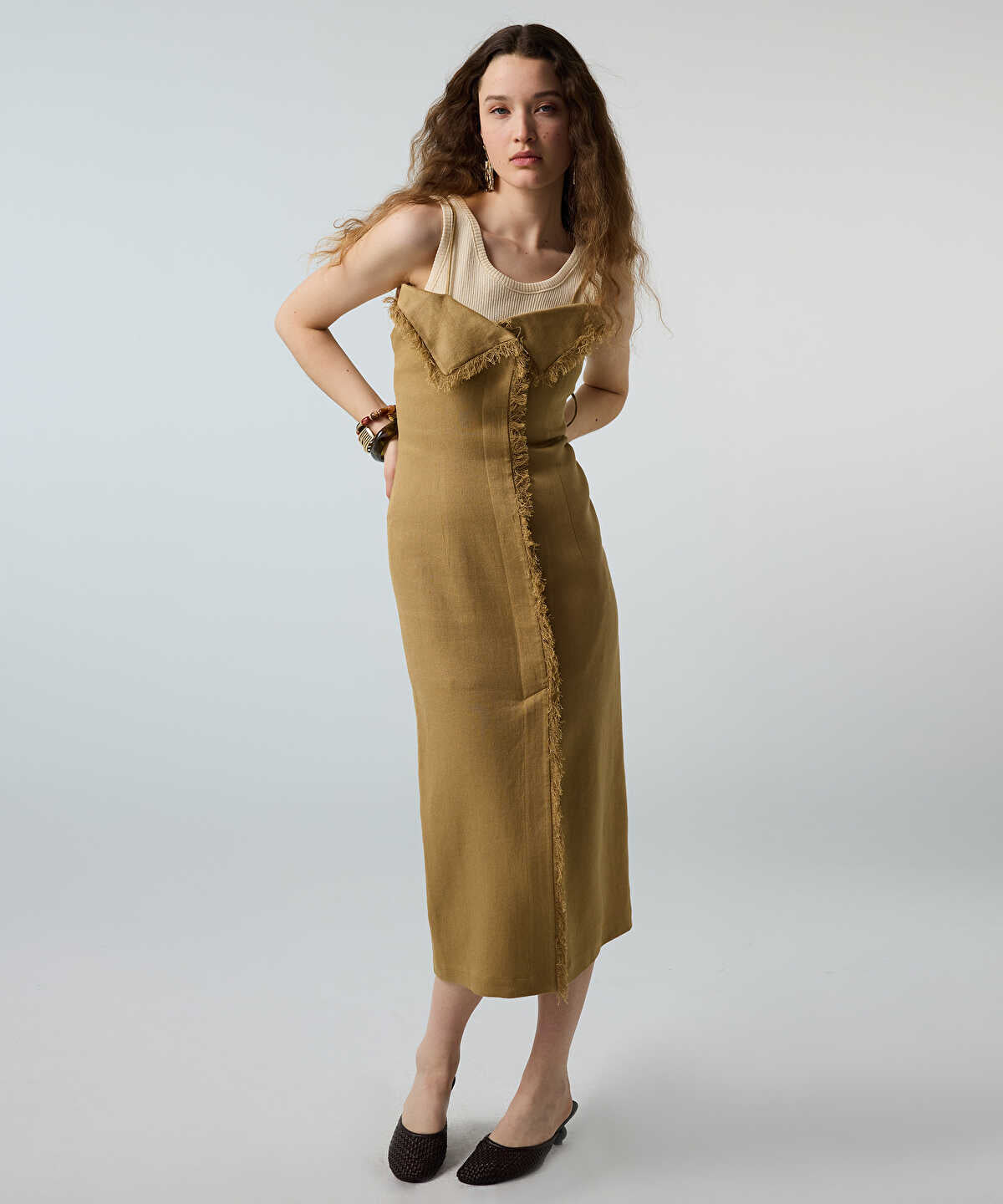 Two-Piece Fringed Midi Dress