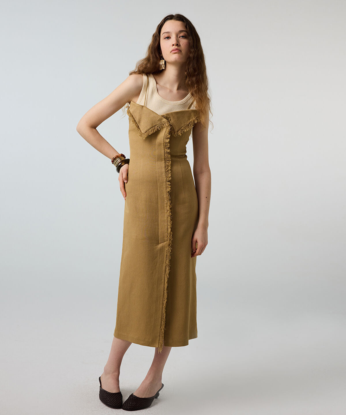 Two-Piece Fringed Midi Dress