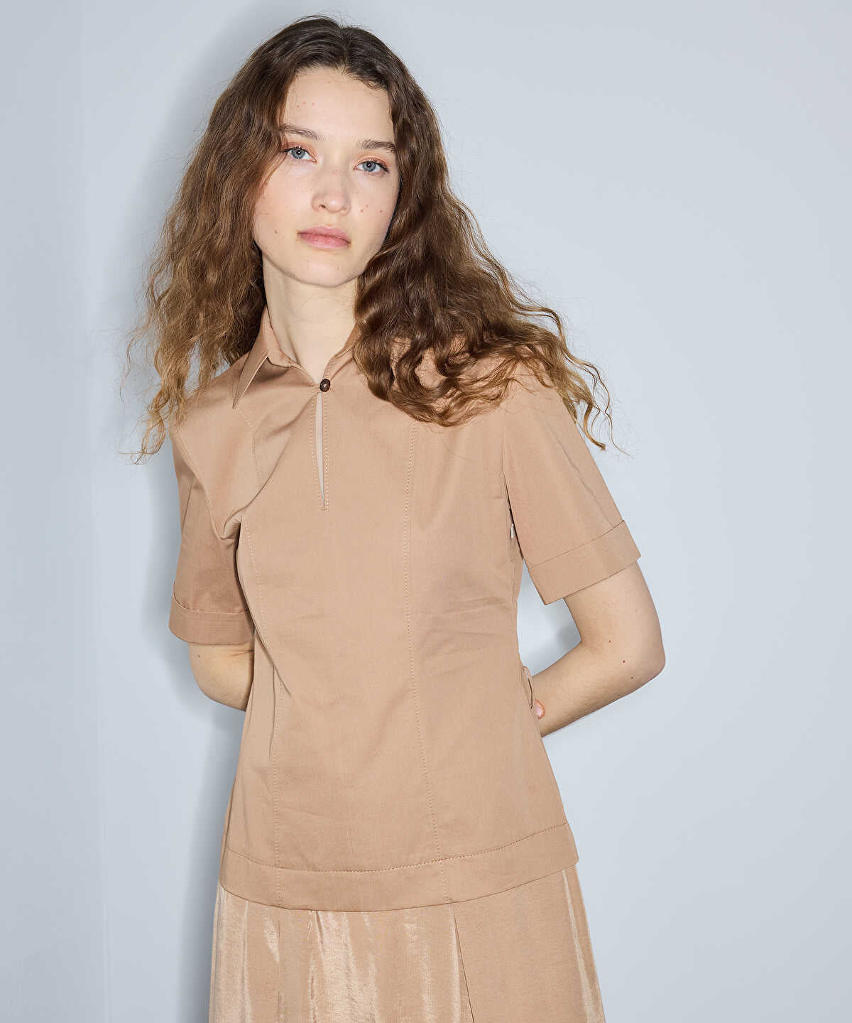 Mixed-Media Layered Midi Dress