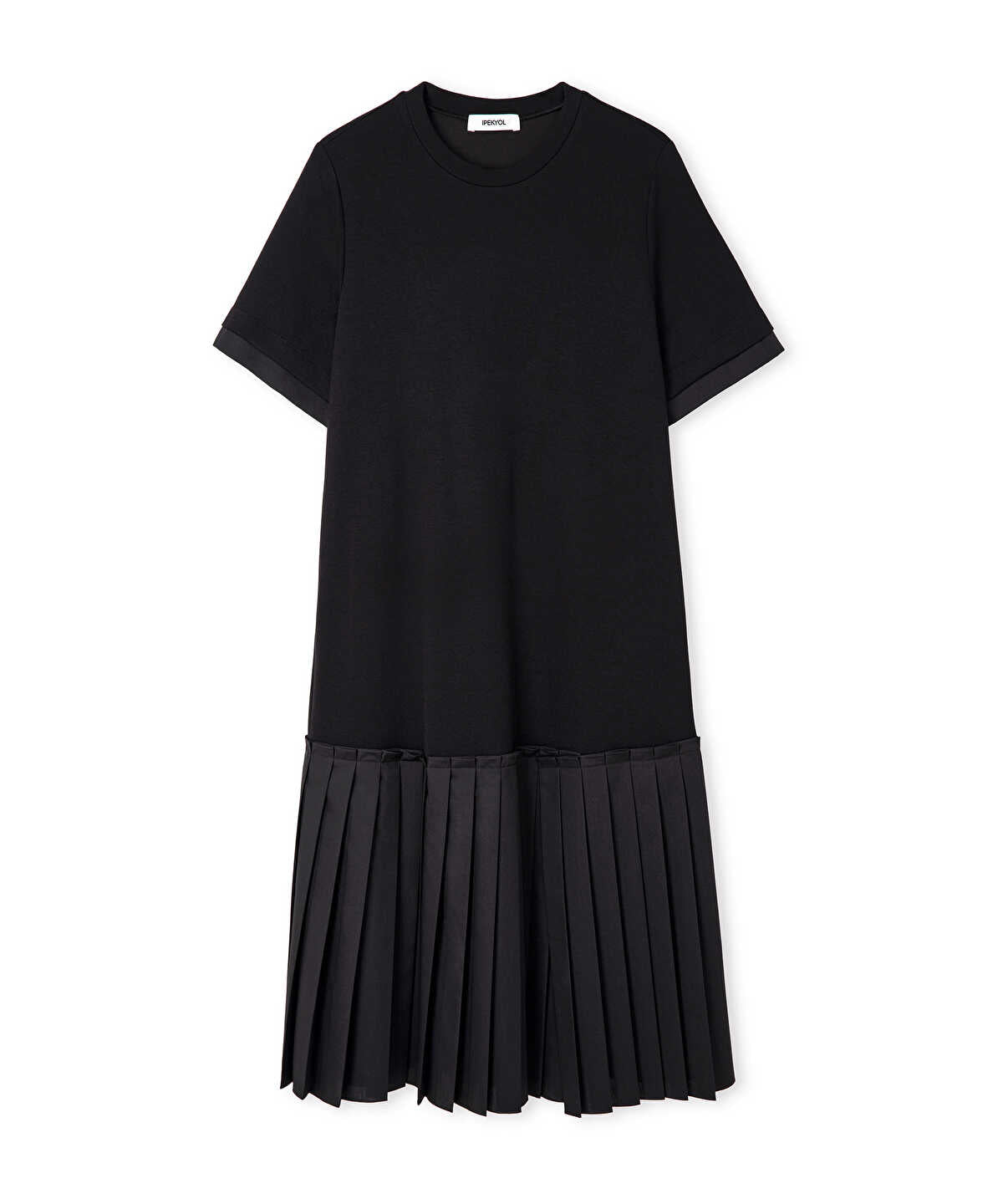 Pleated Mixed-Media Dress