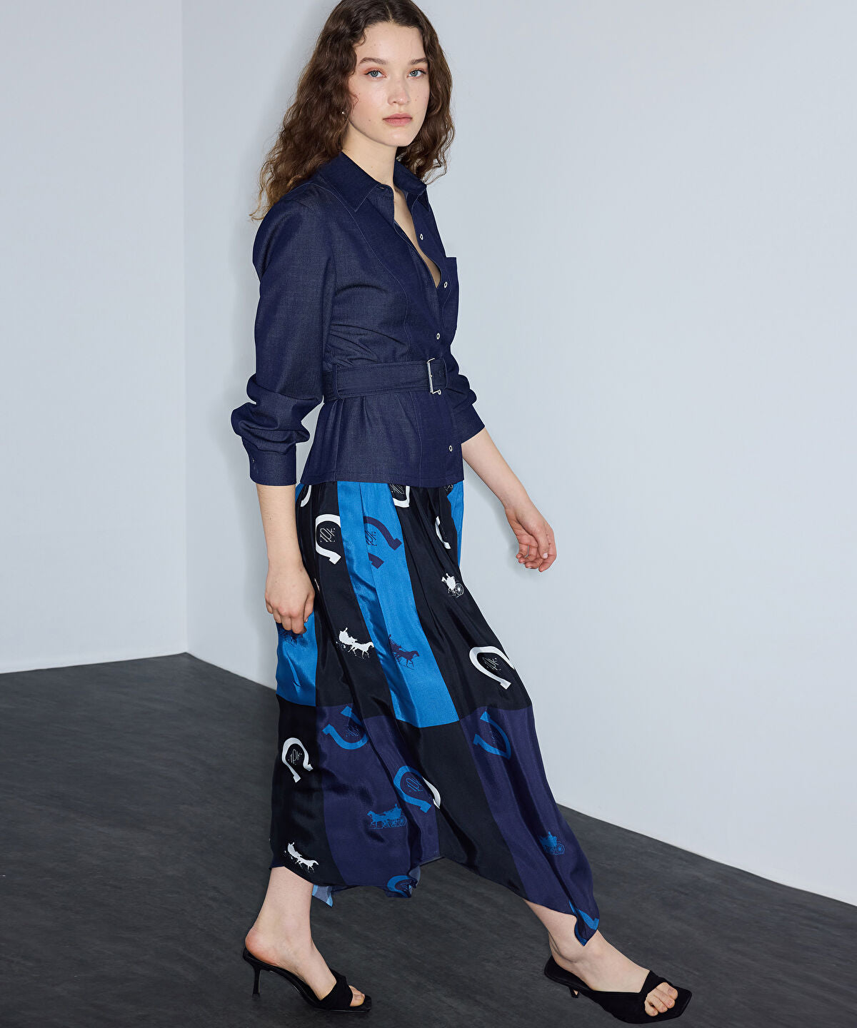 Layered-Effect Belted Dress