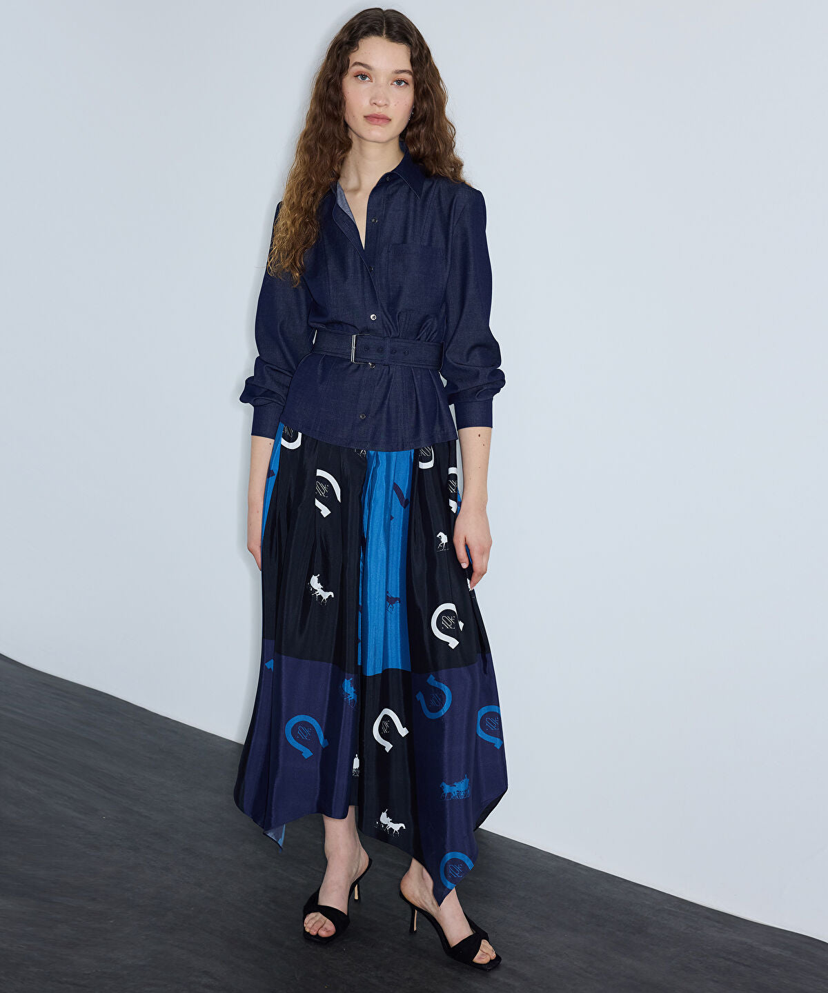 Layered-Effect Belted Dress