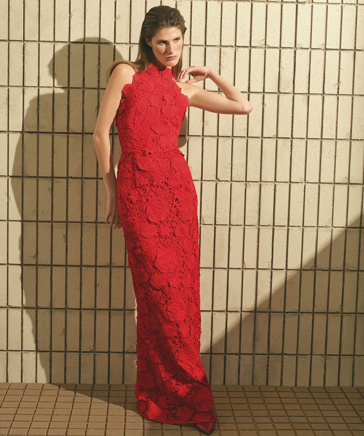Guipure Dress with Floral Applique