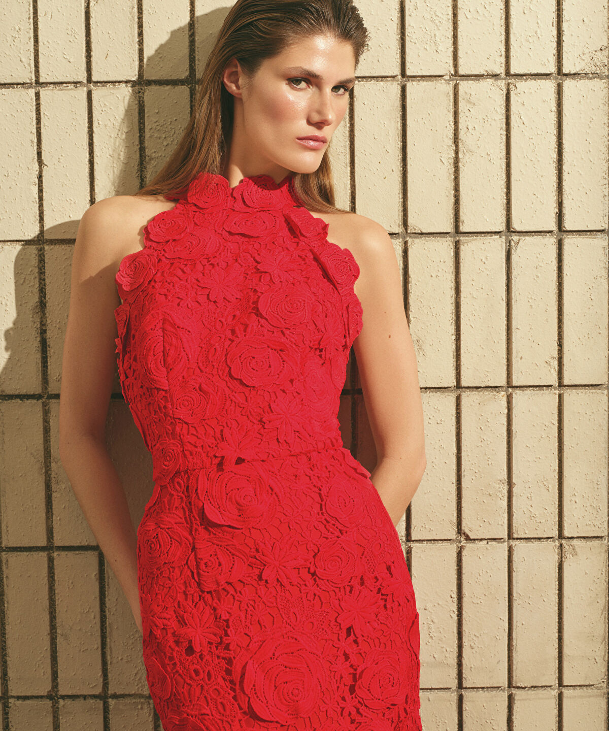 Guipure Dress with Floral Applique