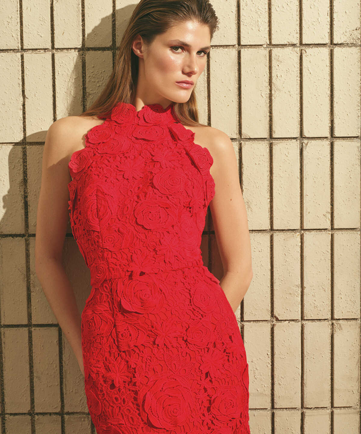 Guipure Dress with Floral Applique