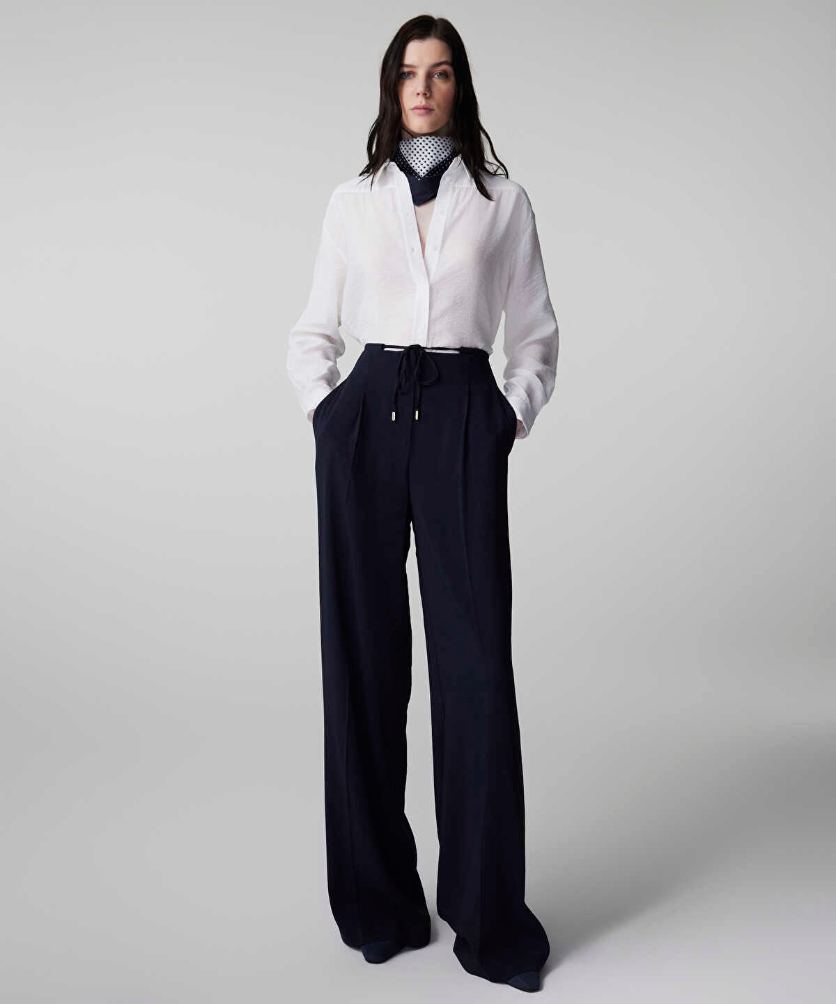 Tie Waist Wide-Leg Trousers