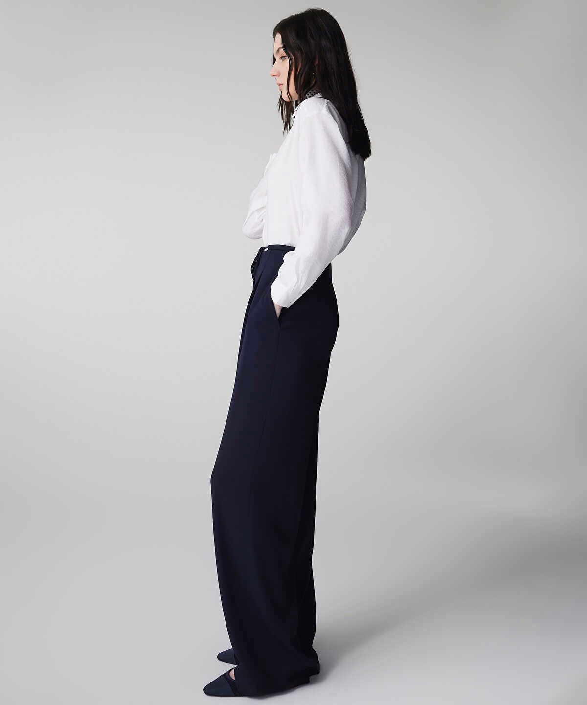 Tie Waist Wide-Leg Trousers