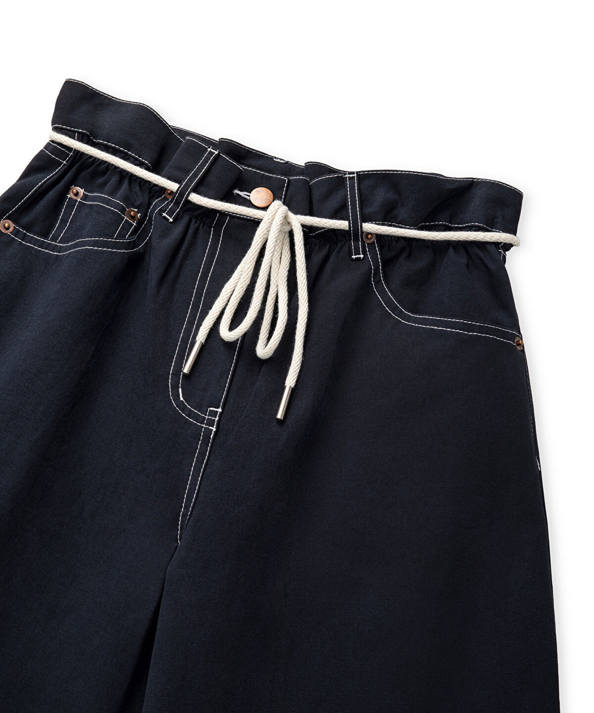 Wide-Leg Trousers with Rope Belt
