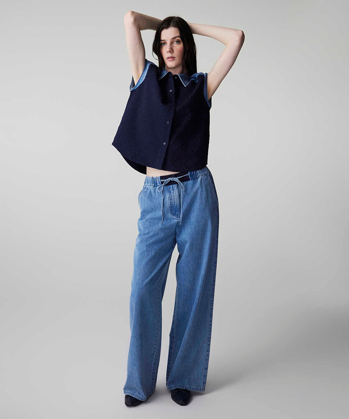 Contrast Waistband Jeans